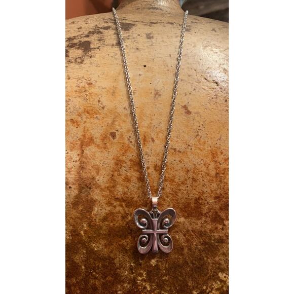 Retired James Avery Butterfly Cross Pendant and James Avery Rope Chain